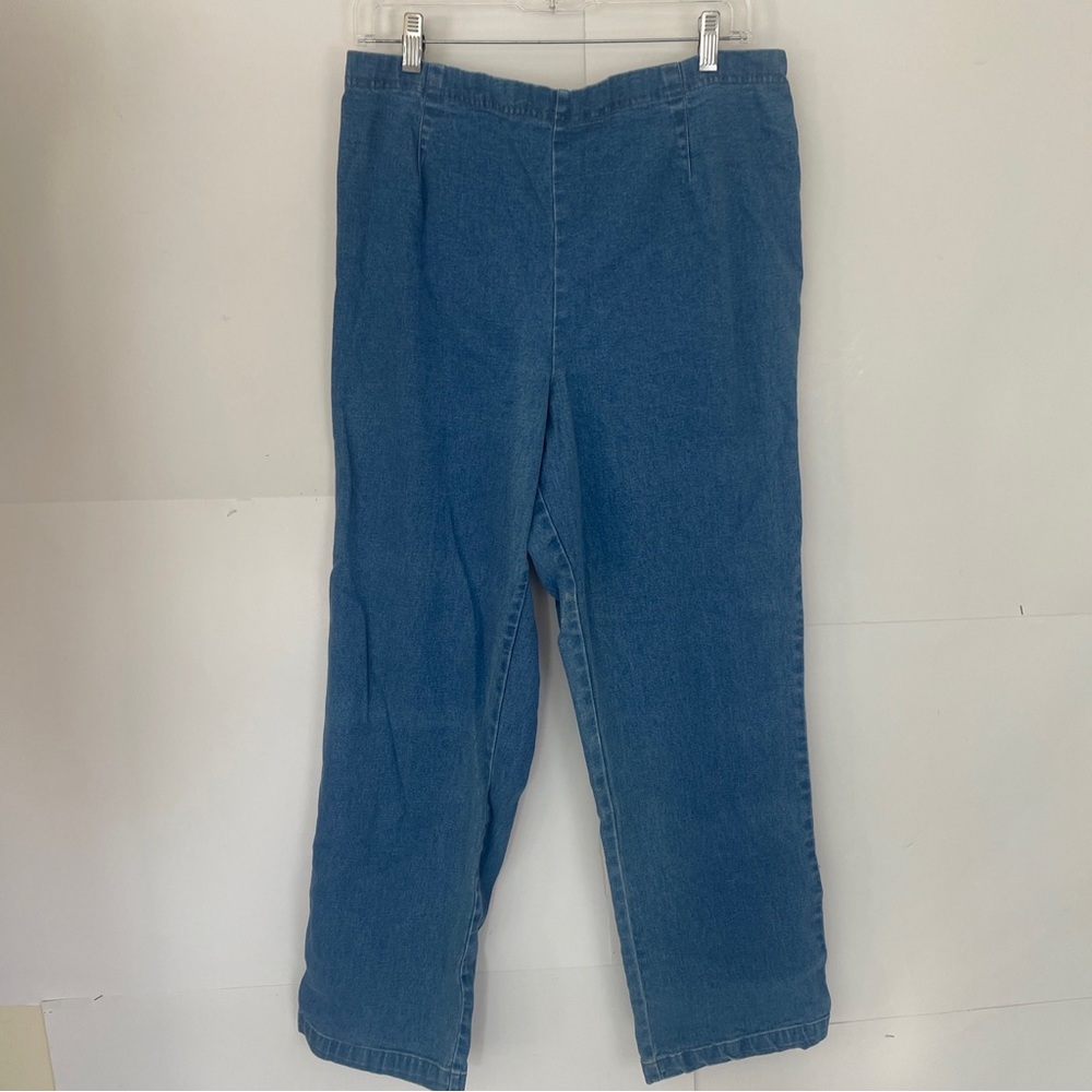 Vtg Chic denim pants elastic waist high rise Sz large 30 x28 Blue Mom Jeans Y2K
